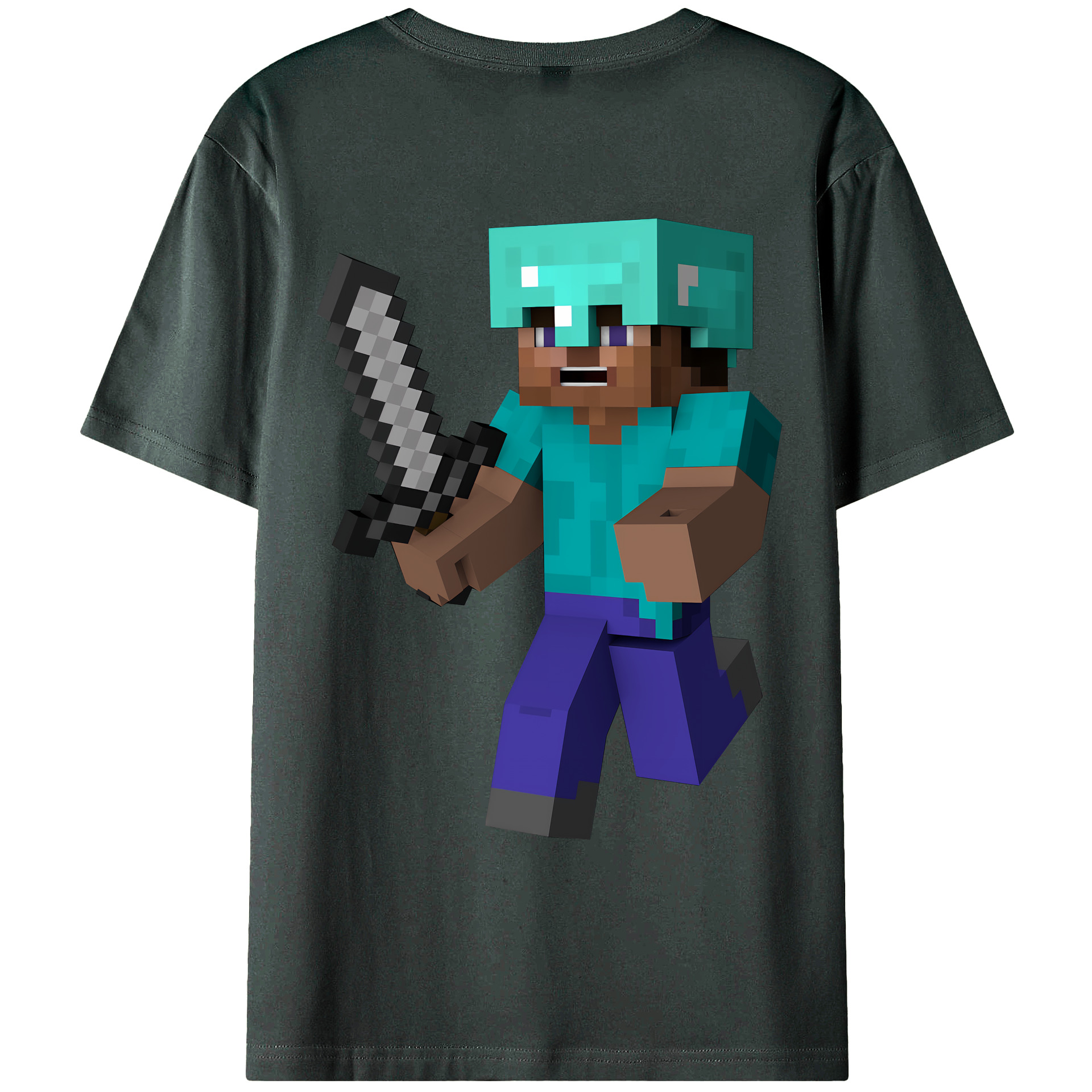 （画像用） マインクラフト ブロックの世界 Minecraft MC Block world 綿100％ メンズ半袖Tシャツ（バックプリント） 通気性